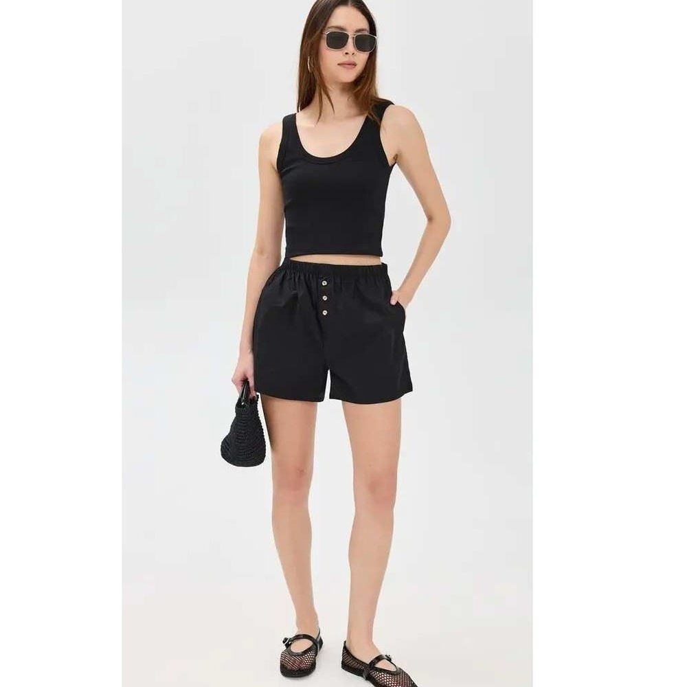 Soldout.NYC Black Cropped Scoop Neck Tank Small Minimalist Quiet Luxury REVOLVE